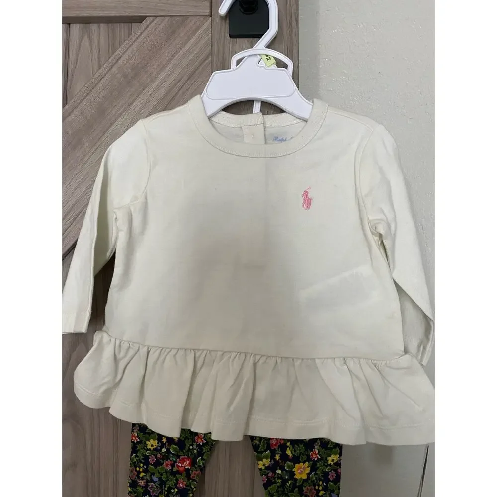 NWT Polo Ralph Lauren, kids, organic cotton top and floral leggings set 6M